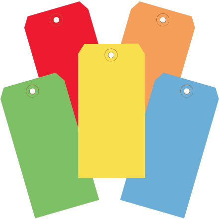 4 <span class='fraction'>3/4</span> x 2 <span class='fraction'>3/8</span>" Assorted Color 13 Pt. Shipping Tags