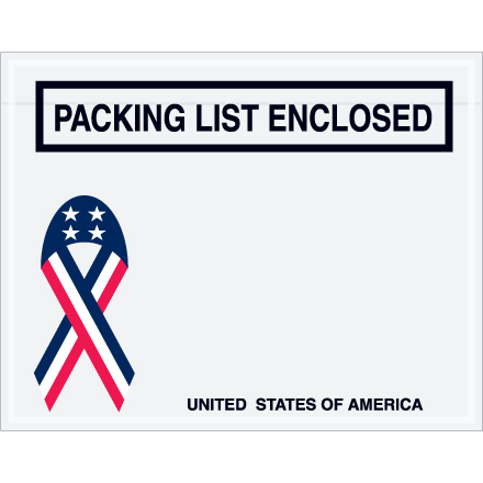 7 x 5 <span class='fraction'>1/2</span>" U.S.A. Ribbon "Packing List Enclosed" Envelopes
