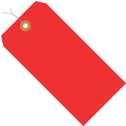 3 <span class='fraction'>1/4</span> x 1 <span class='fraction'>5/8</span>" Red 13 Pt. Shipping Tags - Pre-Wired